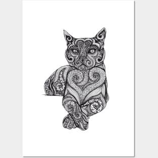 Zentangle Cat Posters and Art